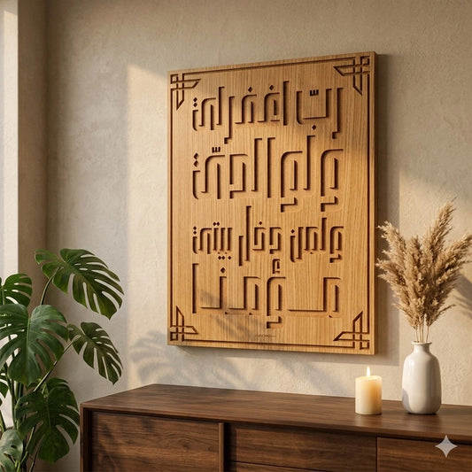 غطاء علبة الكهرباء الخشبي الفاخر بخط هندسي كوفي اسلامي