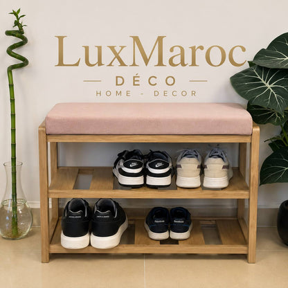 Banc à chaussures en bois avec coussin