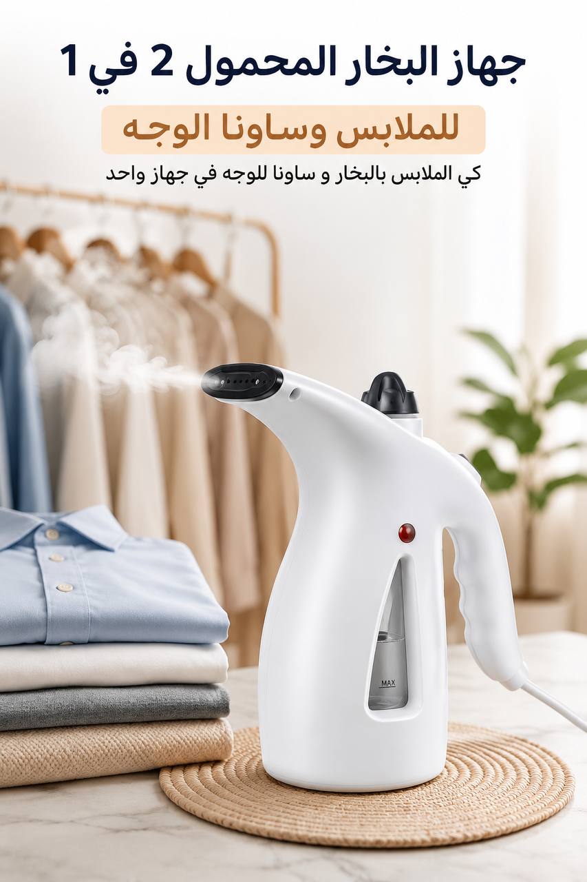 جهاز البخار 2 في 1… أناقة لملابسك وعناية لبشرتك